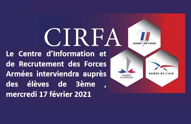 Intervention du CIRFA, mercredi 17 février 2021  Collège Edouard Quéau